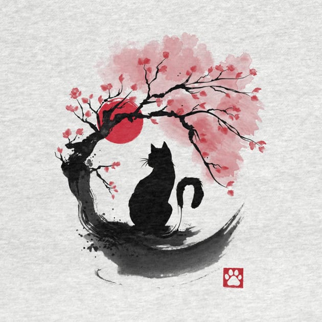 Sakura cat sumi e by DrMonekers